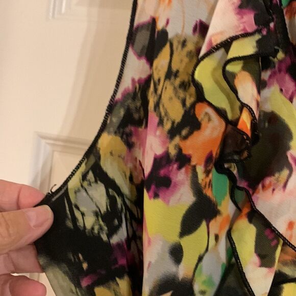 Emma & Michelle size 12 sleeveless belted floral lined dress - Picture 3 of 11